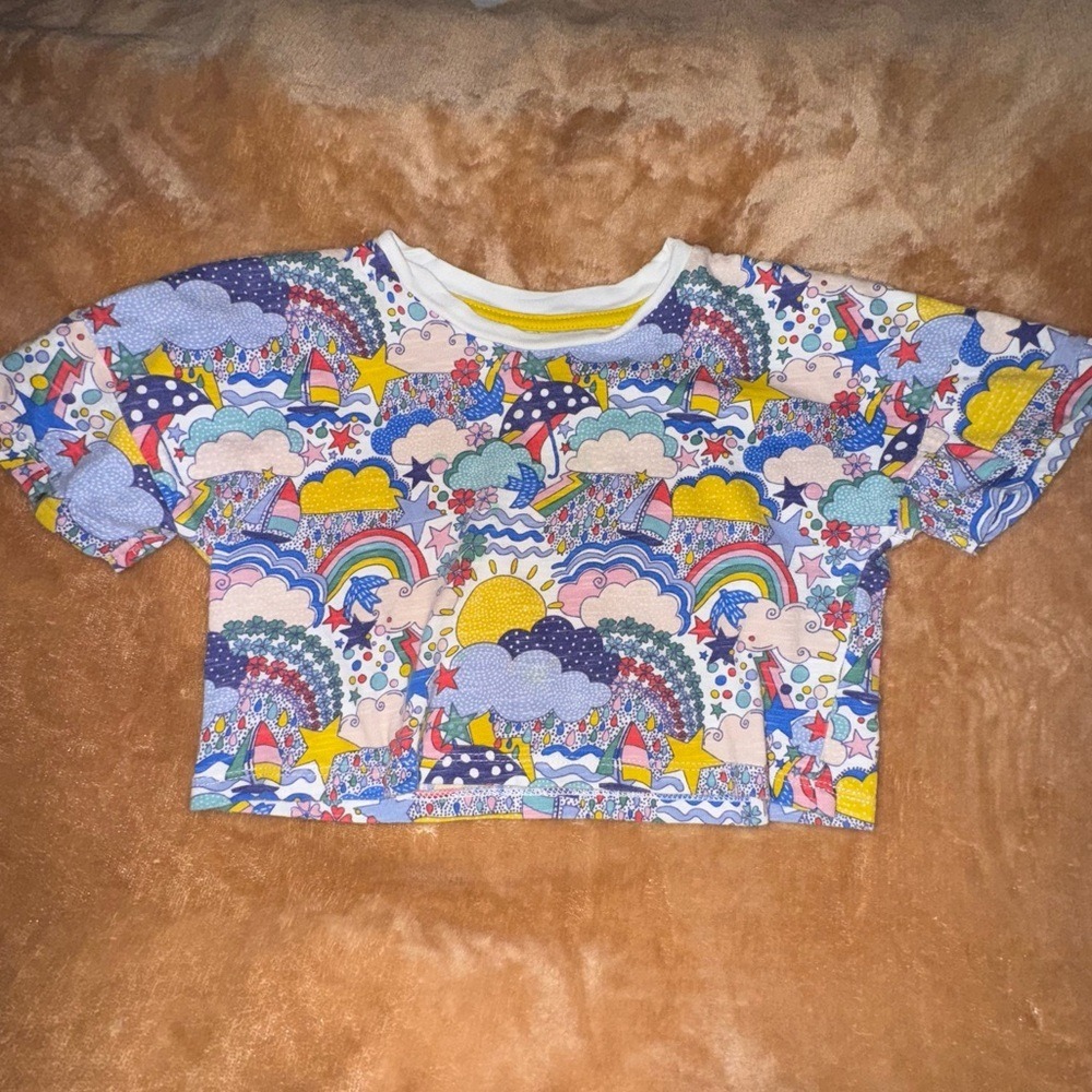 Boden Kids Rainbow Cloud Sailboat Print T-Shirt Multi Color 3-4Y 104cm